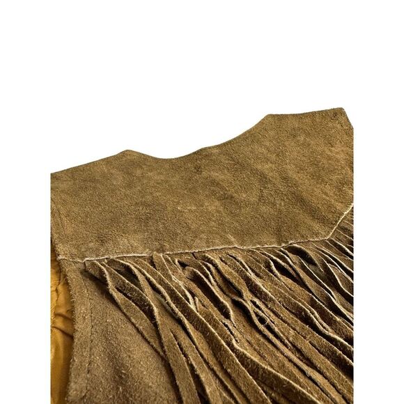 Vintage Pioneer Wear Womens Size 14 Brown Suede Leather Fringe Vest Western - Picture 5 of 6